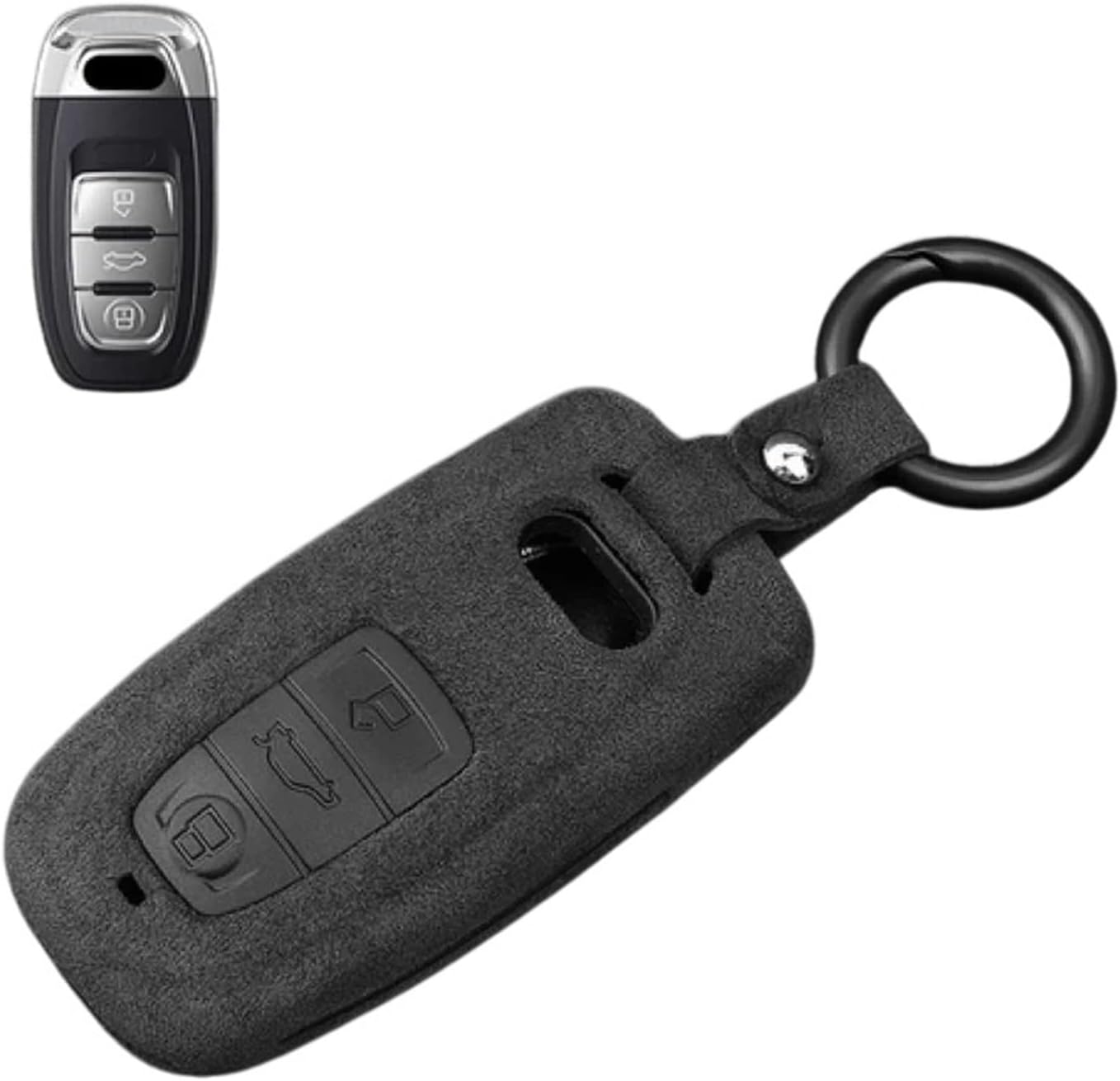 A+ Suede Silicone Car Key Case Cover Compatible with Audi Q2 Q5 A3 A4 A5 A6 A7 A8 S6 S4
