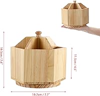 Vista 4 de Sumnacon Organizador de utensilios de madera, organizador giratorio de 360° para cocina, soporte de cubiertos resistente con divisor extraíble