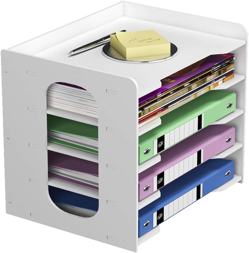 PUNCIA Archivador de Documentos A4 Soporte de papel 5 Bandejas PVC Escritorio Organizador de Archivos Bandeja de Papel Almacenamiento para Oficina Sala de Trabajo Escuela Oficina