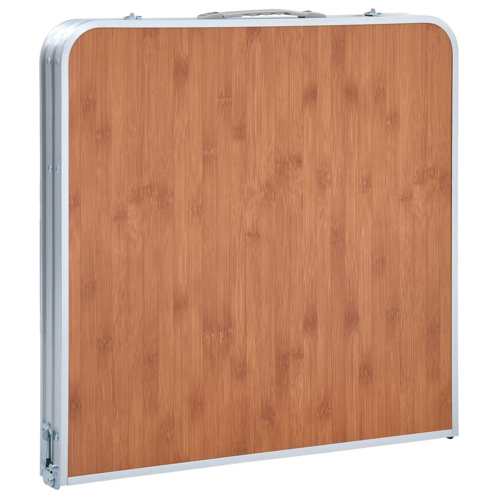 Grau klappbarer Campingtisch aus Aluminium und MDF x, höhenverstellbar bis, mit Tragegriff für Picknick, Balkon, Terrasse, Garten und Campingreisen