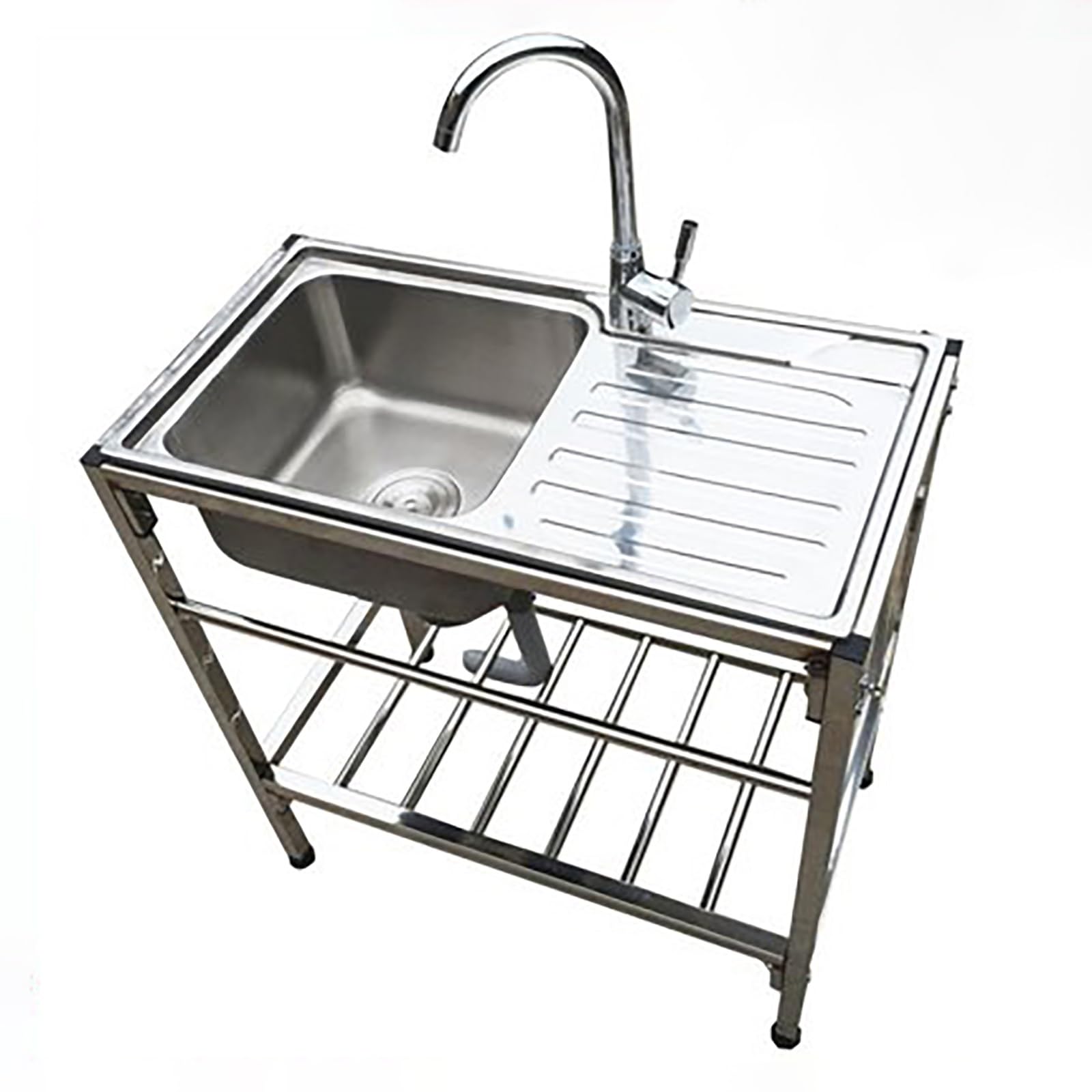 Lavello Portatile Indipendente, Lavello da Cucina in Acciaio Inossidabile per Esterni, Lavello per Ristorante Commerciale, con Supporto e Rubinetto, per Lavanderia, Garage, Fattoria