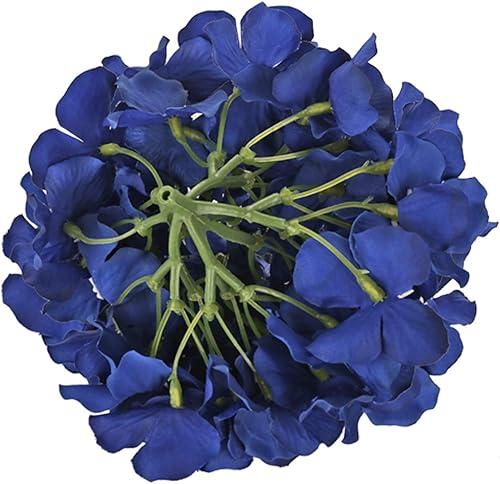 Miniatura 3 de Flojery Cabezas de Flores de Hortensia de Seda Artificiales con Tallos para Decoración del Hogar y Bodas, Paquete de 10 (Azul Real)