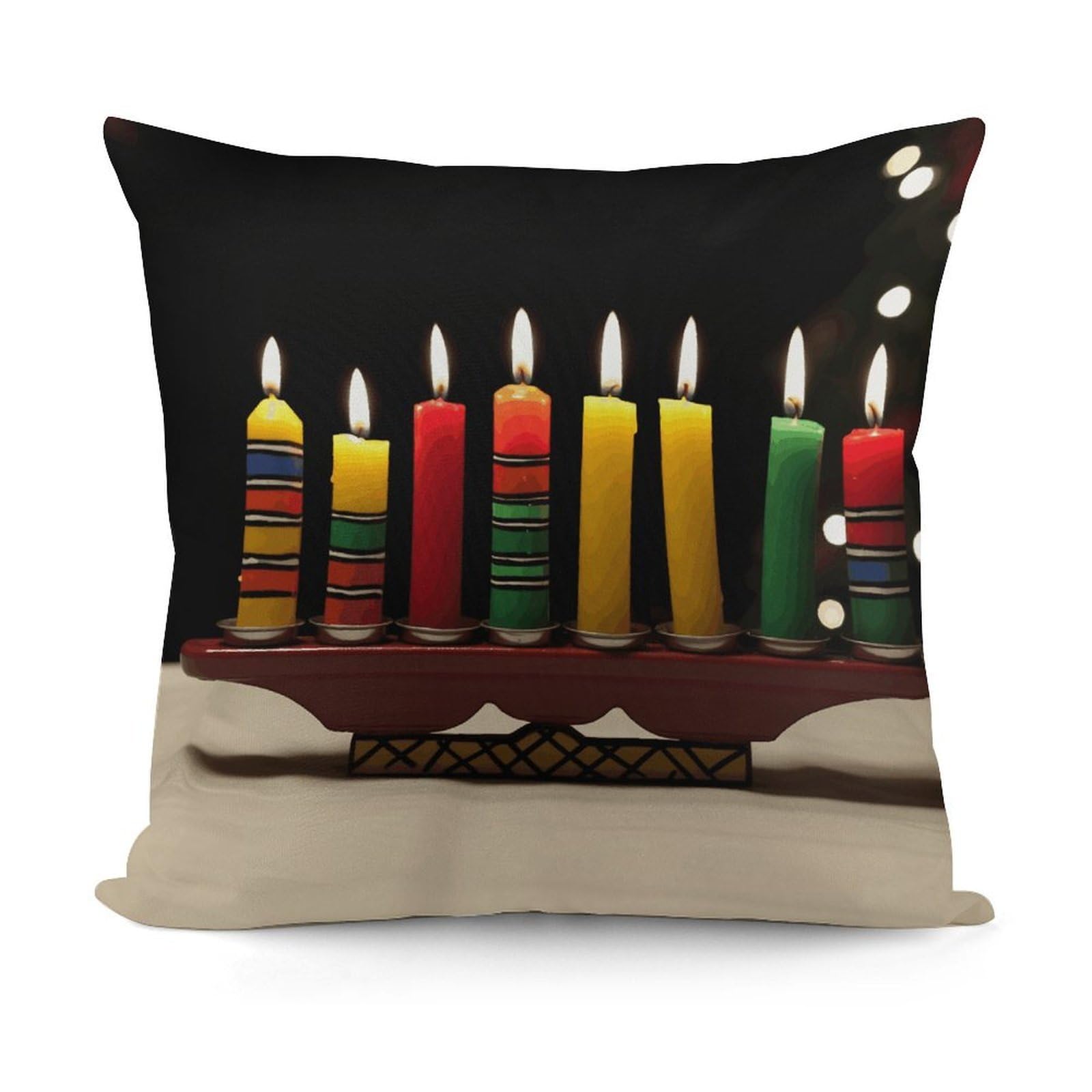 VstaDank Kwanzaa Candles Throw Pillow Covers Fade-Resistant Plush Pillow Case Cozy Square Cushion Case Removable Pillowcase Exquisite Pillow Shams Soft Pillow Protector 18"x18"