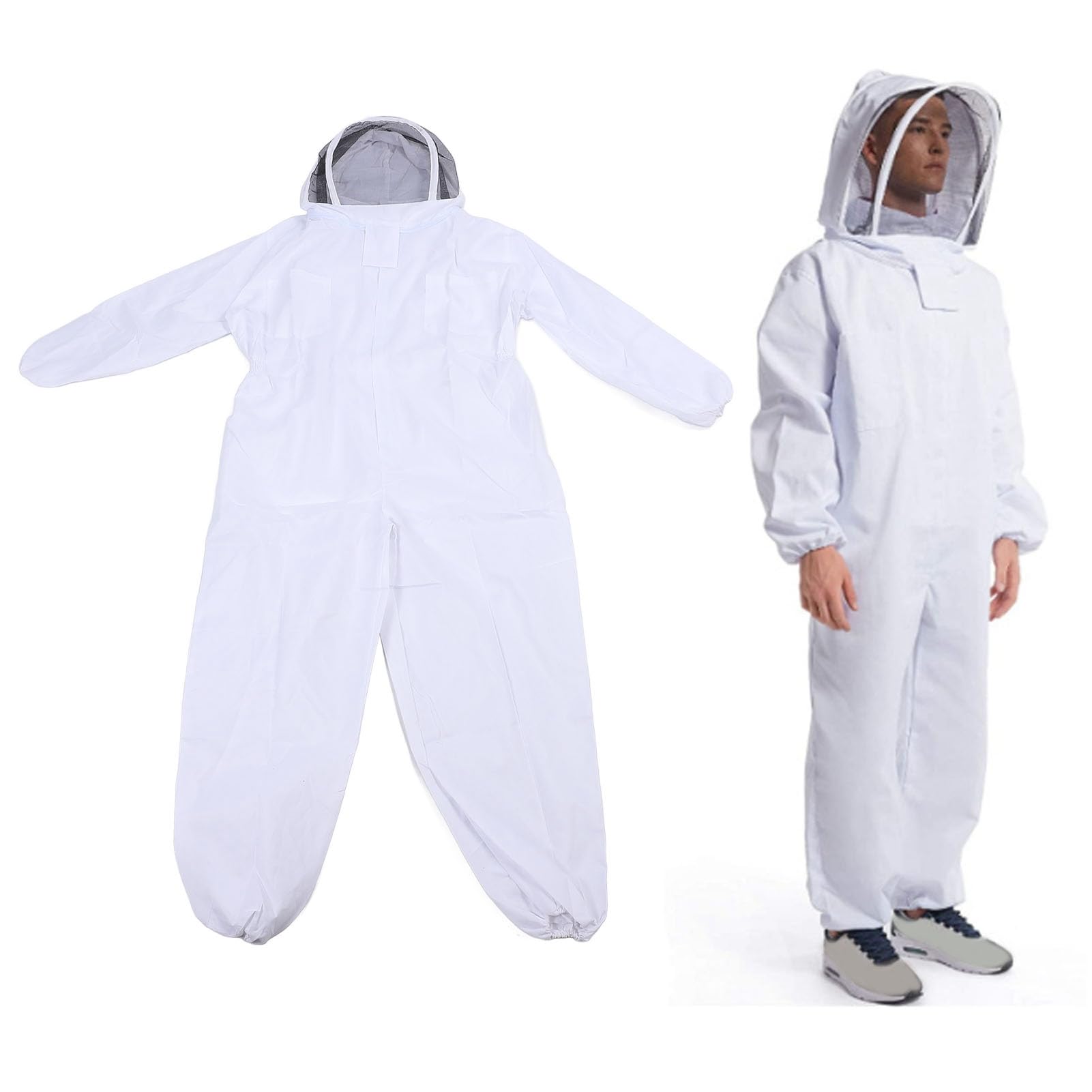 Ejoyous Imkeranzug Schutzanzug Overall, Bienenschutzkleidung mit Schleier und Kapuze, Ganzkörper Imkerbekleidung