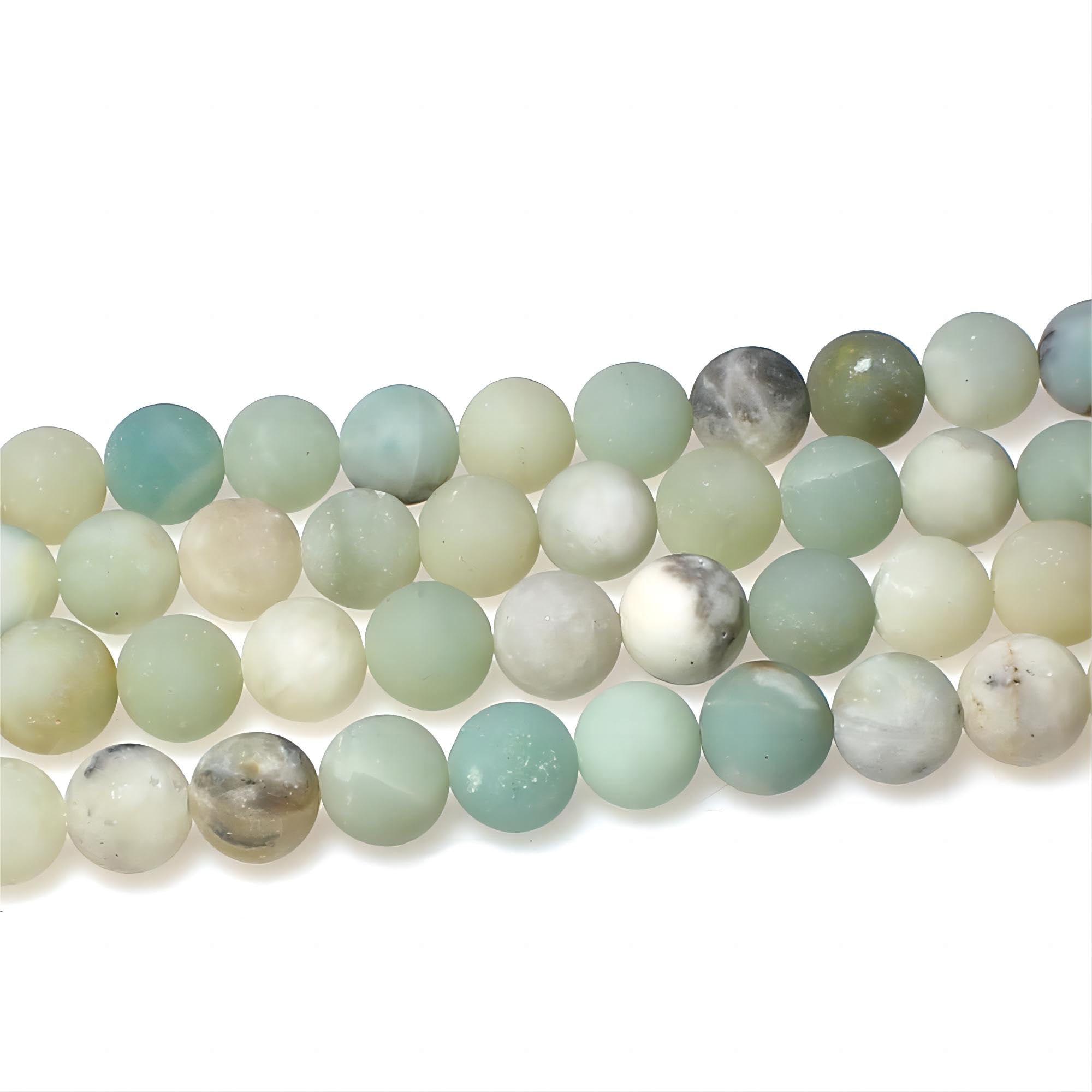 MJDCB Natural Round Stone Beads 8mm Frosted Amazonite Loose Gemstone Beads for Jewelry Making Bracelet Necklace 43pcs - Image 4