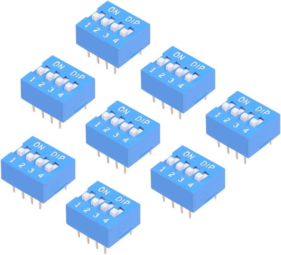 8Pcs Blue DIP Switch Horizontal 1-4 Positions 2.54mm Pitch for Circuit Breadboards PCB