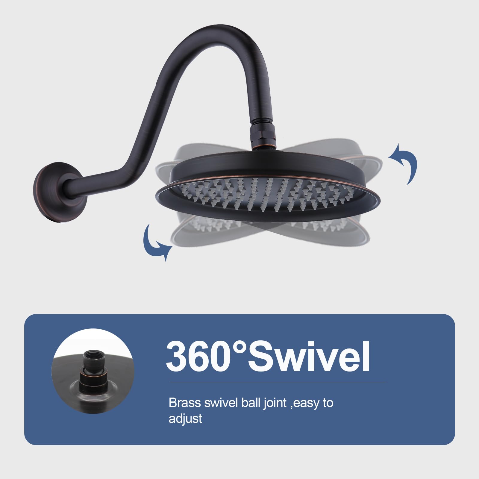 Drettyer Oil-Rubbed Bronze 9inch Round Antique Rain Shower Head with 13 Drettyer Oil-Rubbed Bronze 9inch Round Antique Rain Shower Head with 13