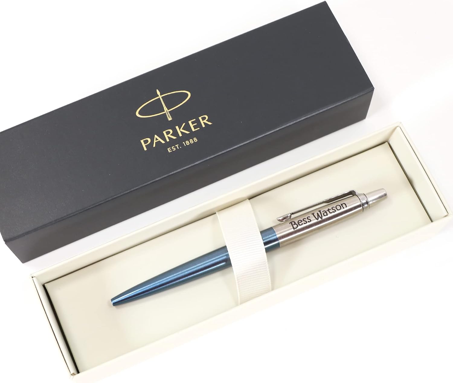 Personalised Custom Parker Jotter Bond Street Pen + Gift Box | Design A Truly Unique Present | Laser Engraved - Blue