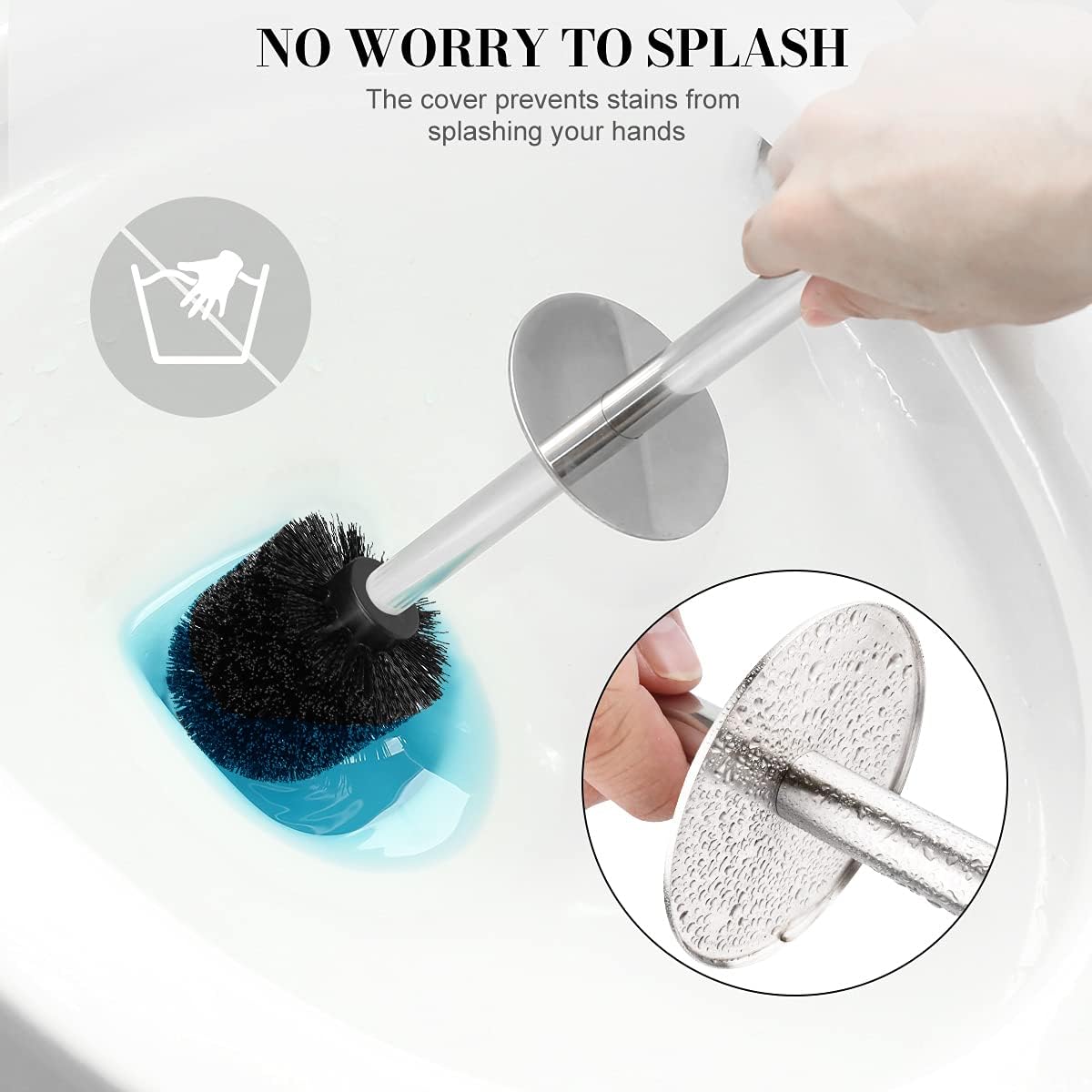 Toilet Brush and Holder, 304 Stainless Steel Toilet Brush with Extended and Durable Comfortable Brush Handle, Toilet Bowl Brush for Bathroom Toilet - Ergonomic, Pratical Durable