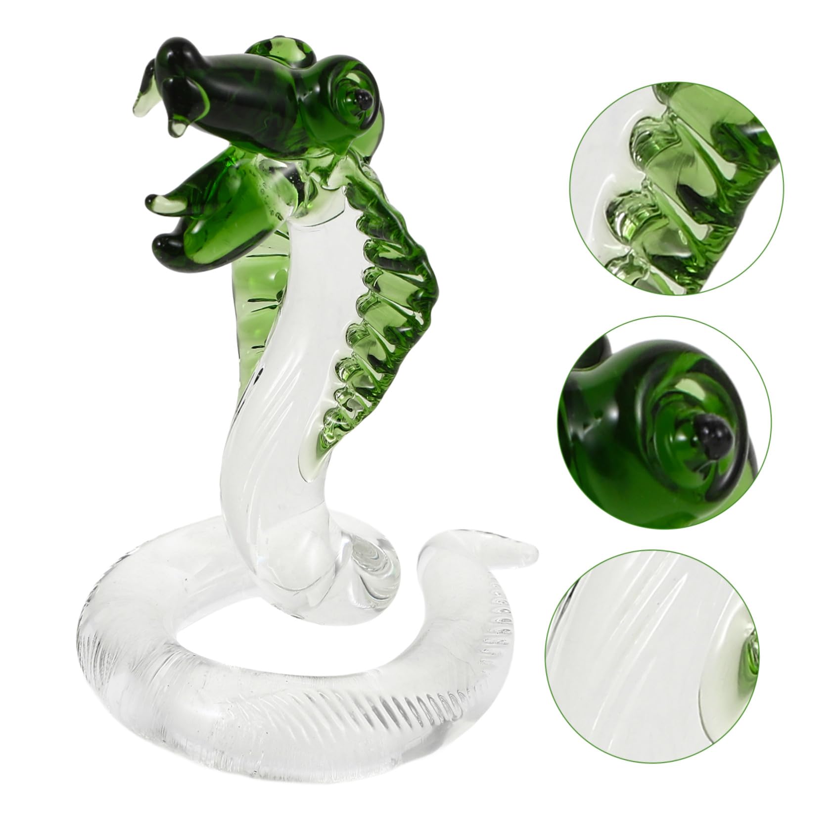 Veemoon 5 Piezas Figurilla Serpiente de Cristal Verde Escultura Decorativa Elegante para Escritorio Estatua Artesanal con Base Estable Decoración Delicada para Hogar y Oficina Diseño