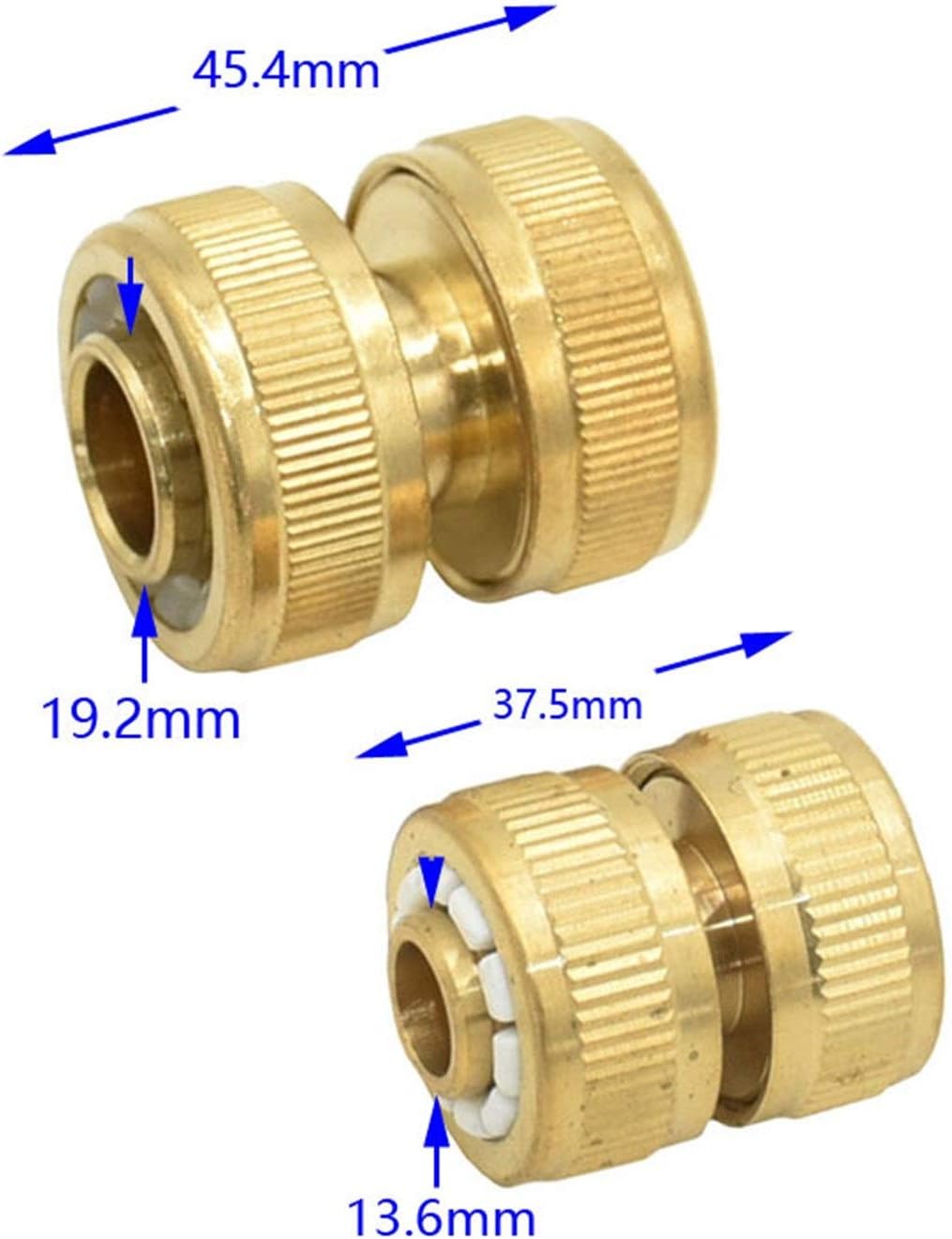 Hose Connector Brass 16mm 20 Hose Garden Hose Repair Joint Quick Coupling 1/2" 3/4" Copper Irrigation Water Hose 6pcs (Color : 1I2)