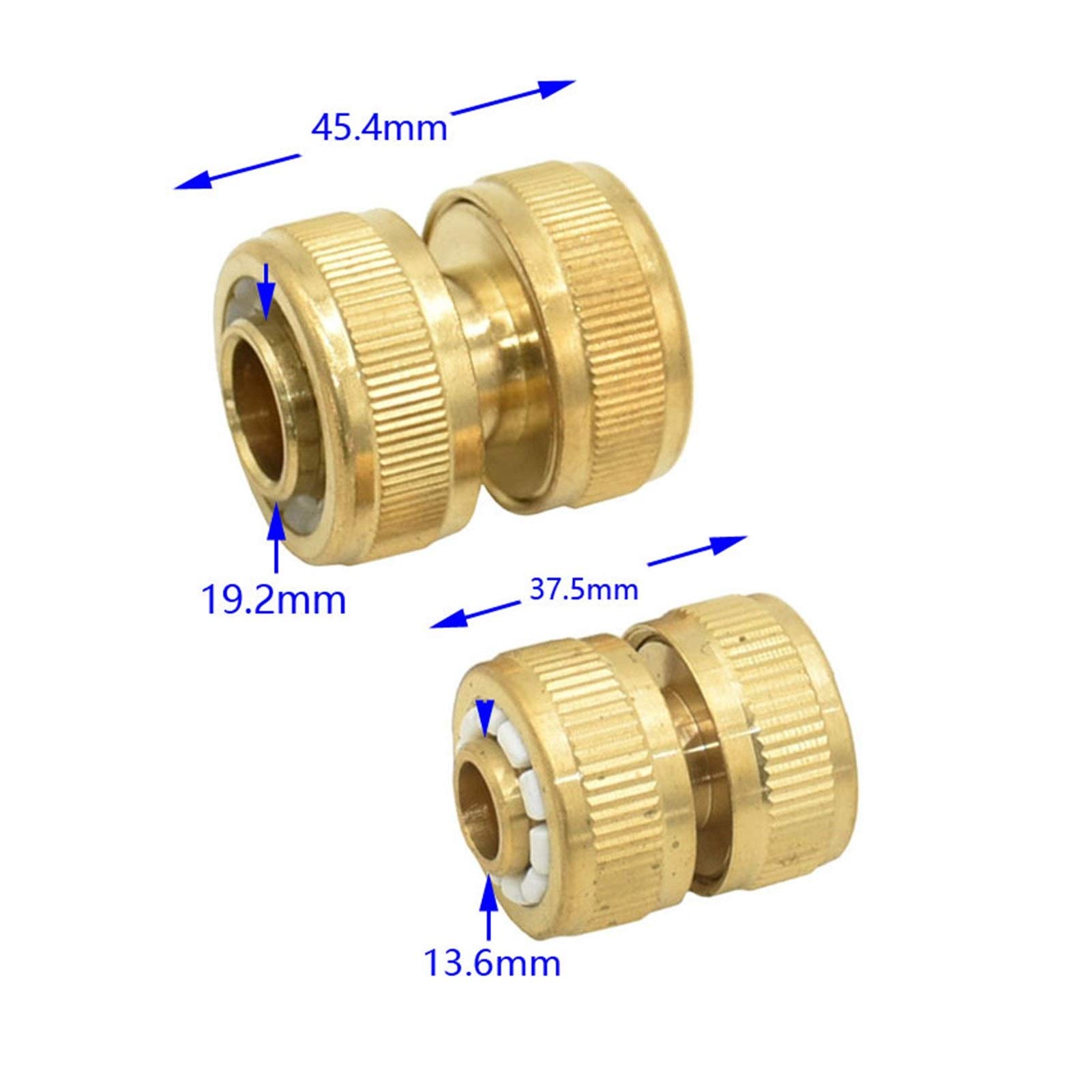 Raccordi per Tubi da Giardino Ottone 16 Millimetri 20 Tubo Flessibile di Giardino Tubo Riparazione congiunto innesto rapido 1/2" 3/4" 6pcs Rame Irrigazione getti d'Acqua (Color : 3I4)