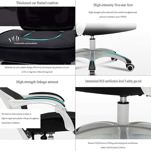 Miniatura 5 de Silla de oficina ergonómica con asiento de malla transpirable con altura ajustable del asiento y respaldo reclinable, escritorio y silla de tareas