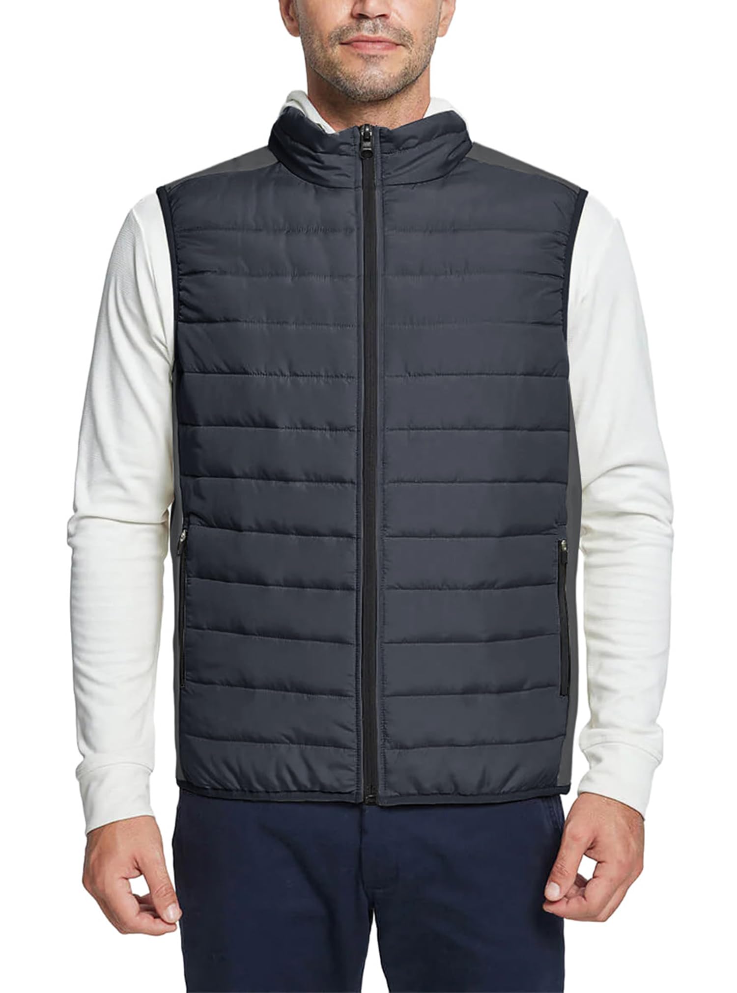 GymBrave Maglietta Da Uomo Inverno All'aperto Maglietta Di Transizione Ibrida Leggermente Alimentata Con Collano a Piedi Maglietta Da Lavoro Con Tasche a Crepa Per Escursioni Da Golf