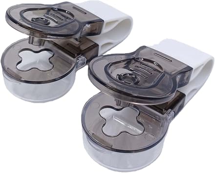 Twin Pack Gray Blister Pill Popper, Effortless Medicine Tablet Remover & Dispenser Tool for Arthritis, Elderly, Handy Portable Storage Case, Tiny Plastic Push Opener Gadget for Packs & Capsules