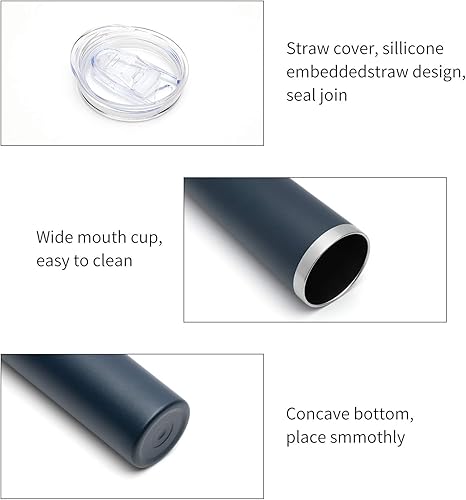 Miniatura 4 de HASLE OUTFITTERS Juego de vasos delgados de 20 onzas a granel, vasos delgados aislados de acero inoxidable con tapas, tazas de café reutilizables de