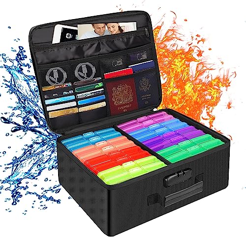 Fotoaufbewarungsbox Feuerfeste mit 16 Inneren 10,2 x 15,2 cm Fotos Boxen Fotohüllen Abschließbare Fotohalter Foto-Organizer,Zusammenklappbare Aufbewahrungsbox zum Aufbewahren von Foto,Stempeln,Puzzle