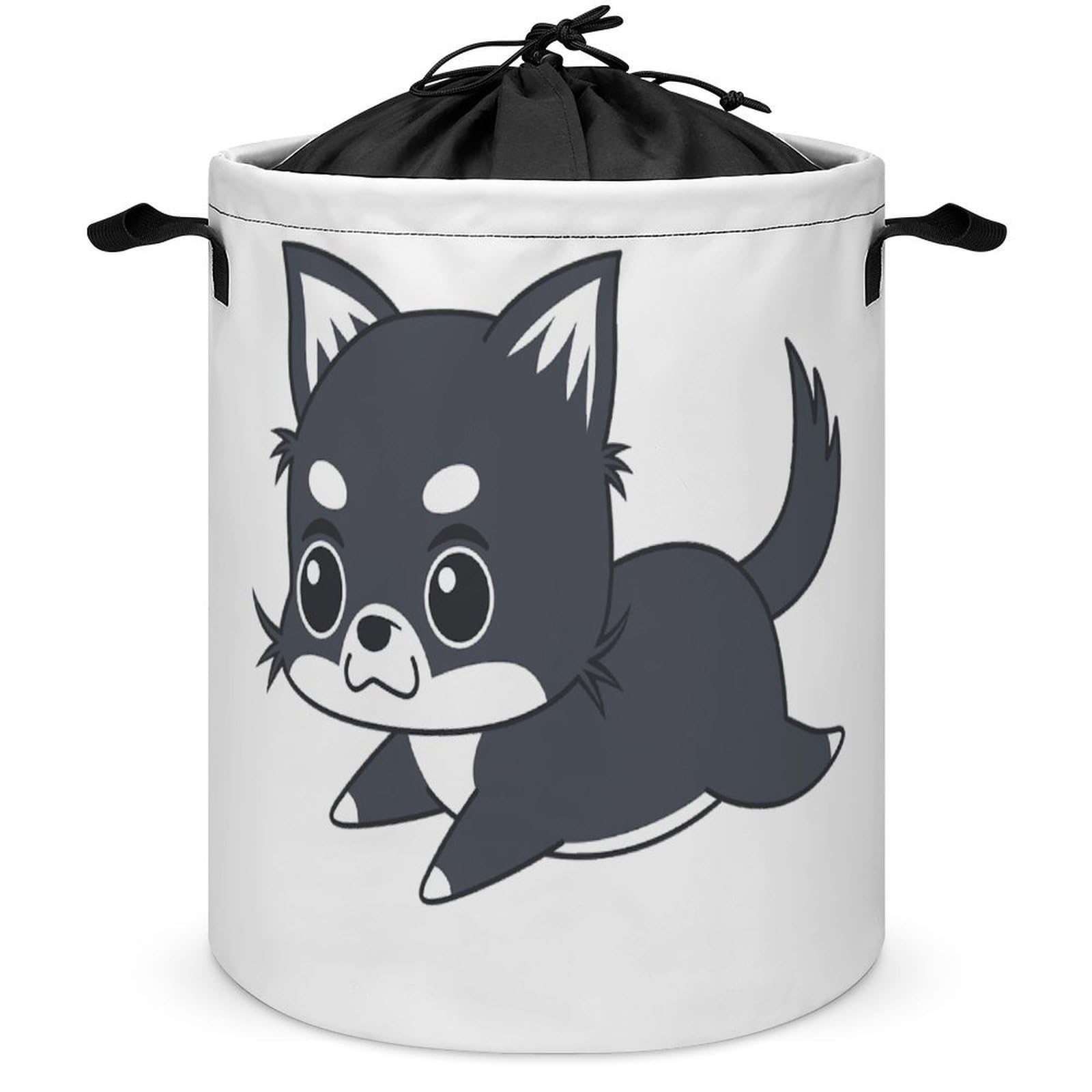 Wlntrophic Drawstring Laundry Hamper, Cute Chihuahua Dog Laundry Basket, Washing Basket with Handle