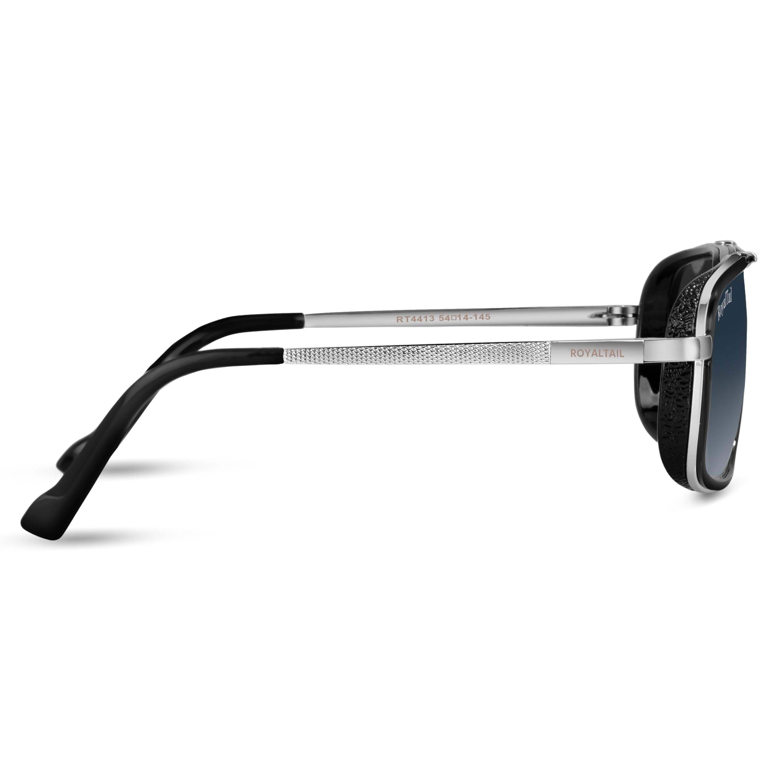 Royaltail Nirvana Sunglasses Silver Frame & Blue Gradient Square Glass, Unisex Square 100% UV Protected | For Men& Women | For Protection, Party & Styling 2