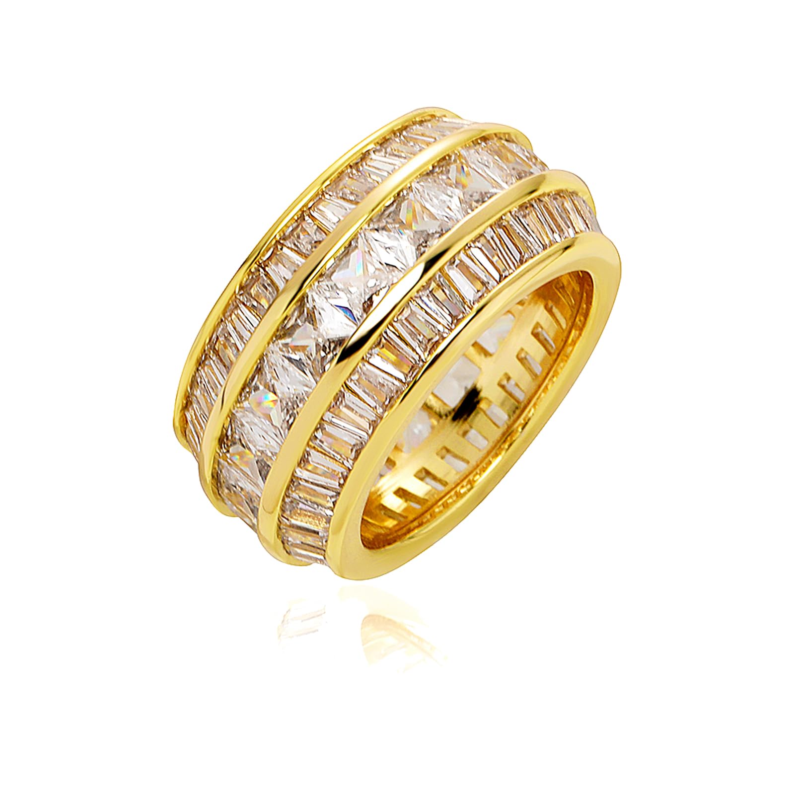 TOPGRILLZ Diamond Wedding Rings For Men 5A+ Cubic Zirconia 14K Gold Silver Promise Engagement Wedding Band Pinky Rings For Men