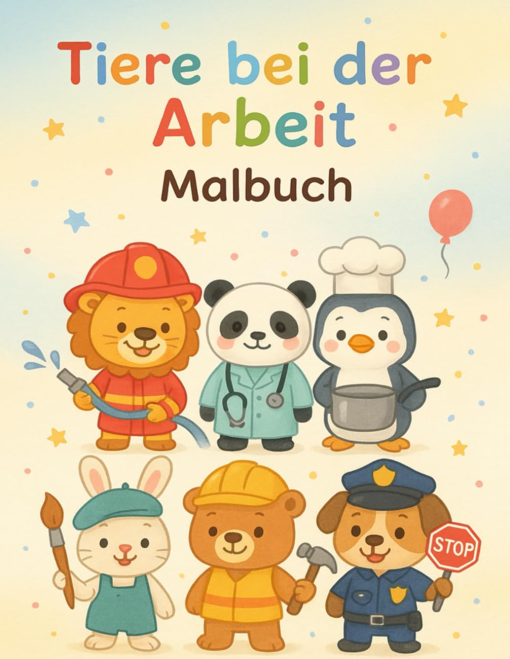 Süße Tiere bei der Arbeit – Malbuch für Kinder: Ausmalbuch mit niedlichen Tieren in verschiedenen Berufen – Fördert Kreativität und Feinmotorik ab 4 Jahren