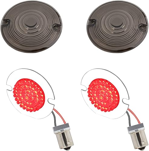 1156 - Señales de giro LED traseras, 3 14 pulgadas, luces traseras planas de motocicleta rojas con cubierta de lente ahumada para Harley Road Glide,