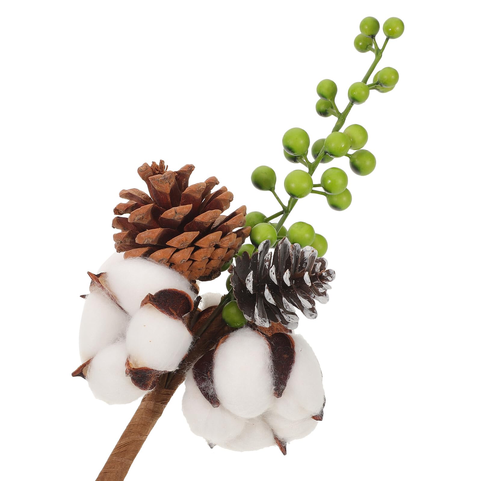 Lot de 4 Branches Décoratives de Fleurs de Coton Naturelles Séchées Vertes Tiges Résistantes pour Compositions Botaniques Décorations Végétales Séchées pour Mariage Fêtes et