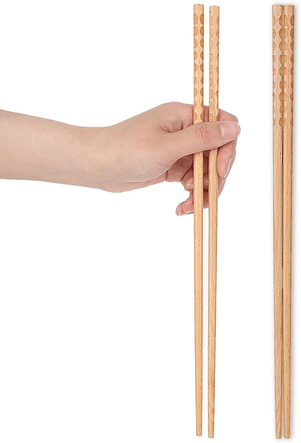 2 Pairs 12.99 in Long Cooking Chopsticks Reusable Chopsticks Anti-Slip Iron Wood for Kitchen Cooking Noodles Frying Hotpot