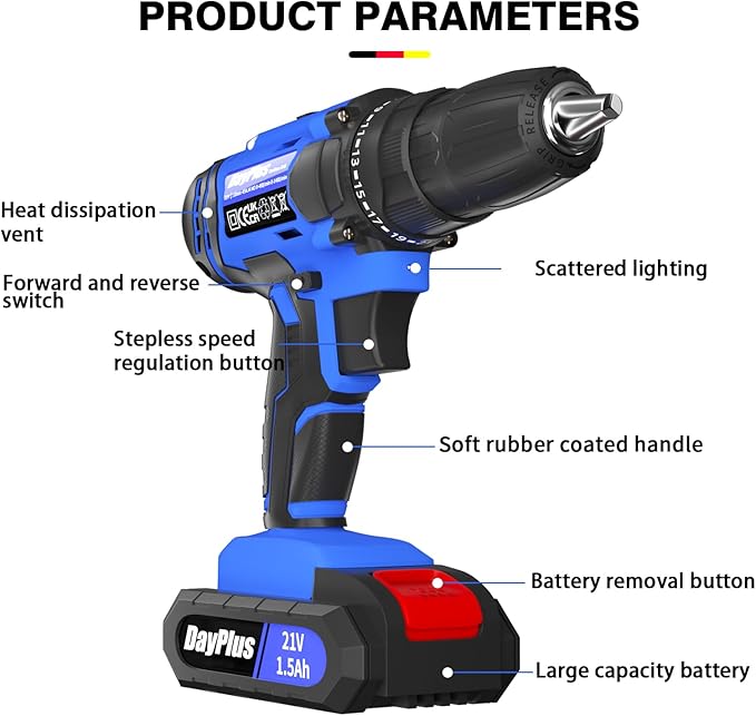 Taladro Atornillador Inalámbrico 21V AUTOFU, Motor Sin Escobillas, 2 Velocidades miniatura 5