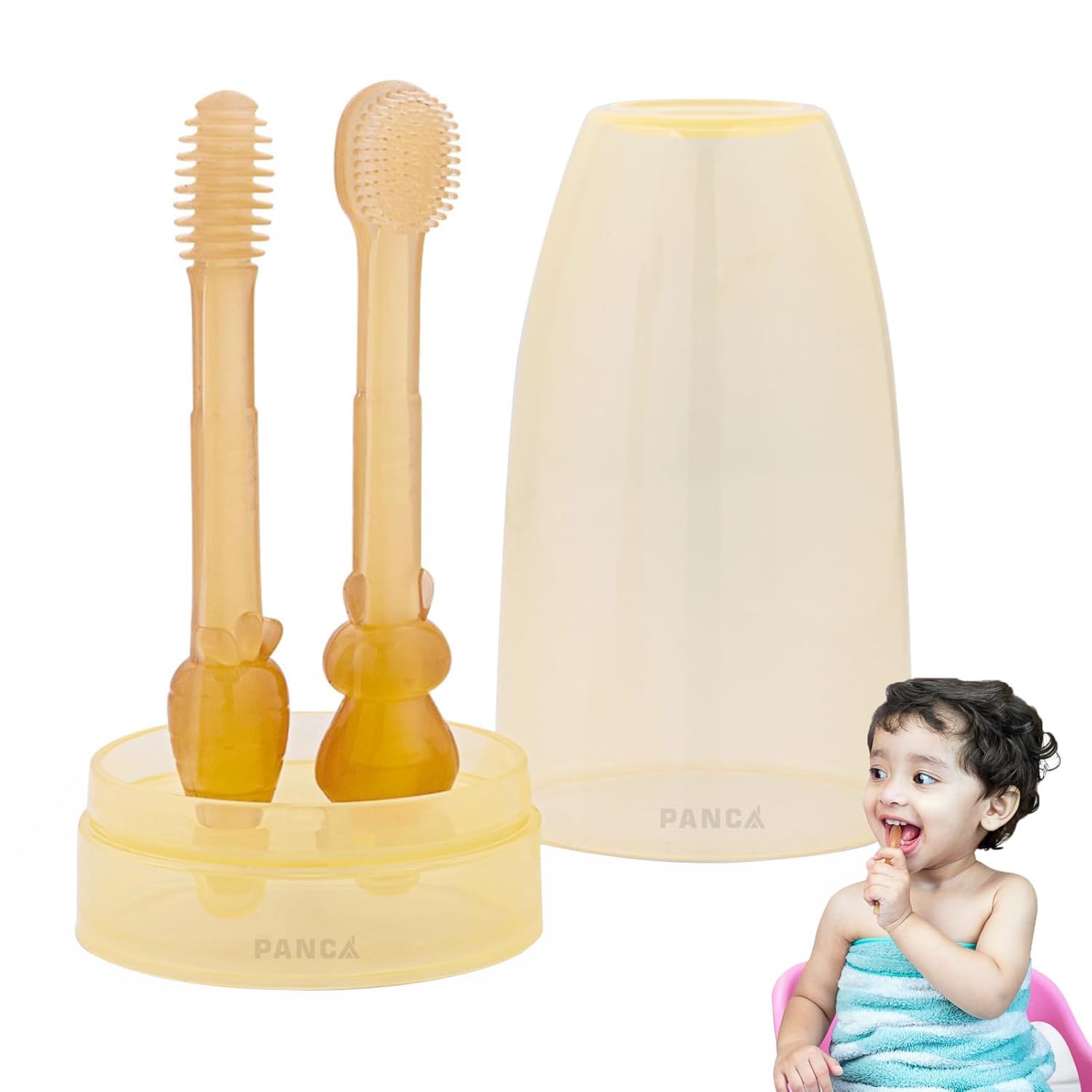 PANCA Baby Tongue Cleaner Set with Storage Box | Soft Silicone Bristle Toothbrush for Oral Care | Baby Teether Cleaning Brush | BPA Free Infant Oral Hygiene Kit for Newborns & Toddlers-image-25