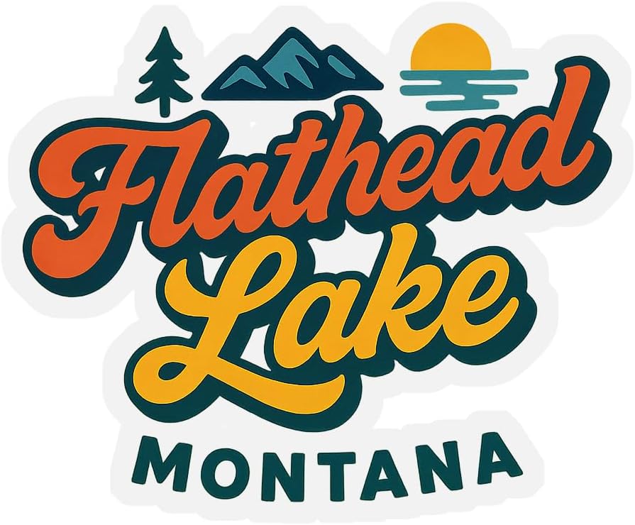 Flathead Lake Montana Typographic Design Souvenir Vinyl Decal Sticker 2-Inch