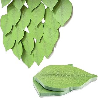 100 Sheets Sticky Notes, Beautiful Green Leaf-Shaped Self Stick Notes, 2 Packs Self Sticky Note Pads, Sticky Memo Set for DIY Decoration, School and Home Uses
