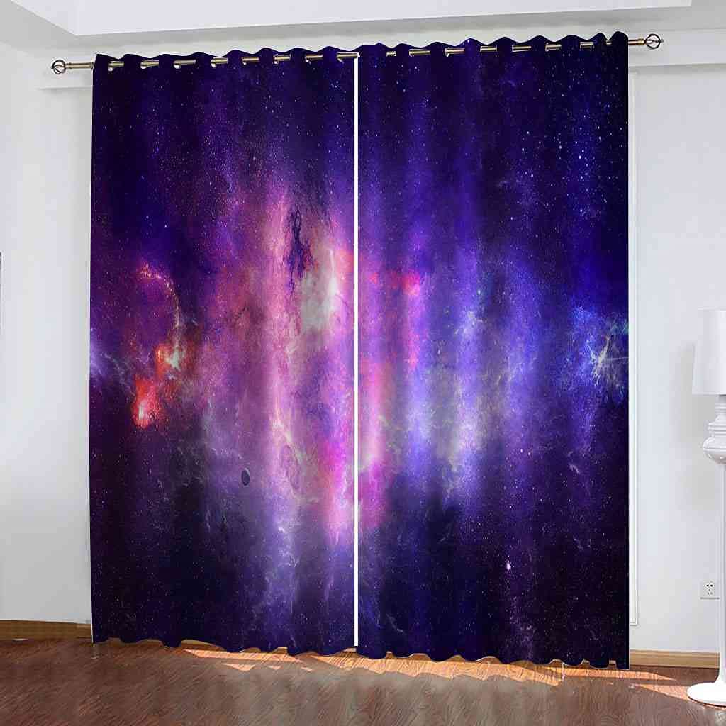 Rideaux isolants thermiques et phoniques Voie lactée 3D violette