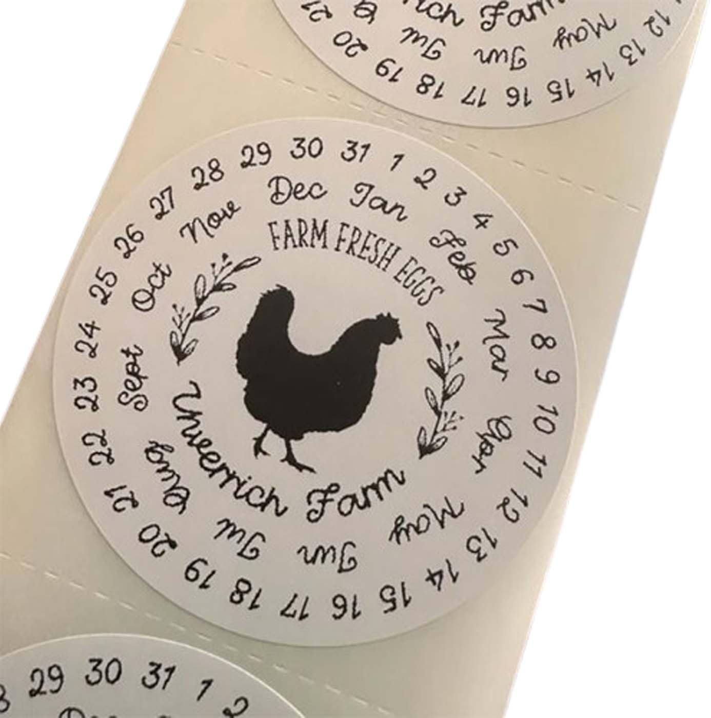 Amazon.com: Personalized Round Farm Fresh Egg Date Stickers, Custom 2 ...