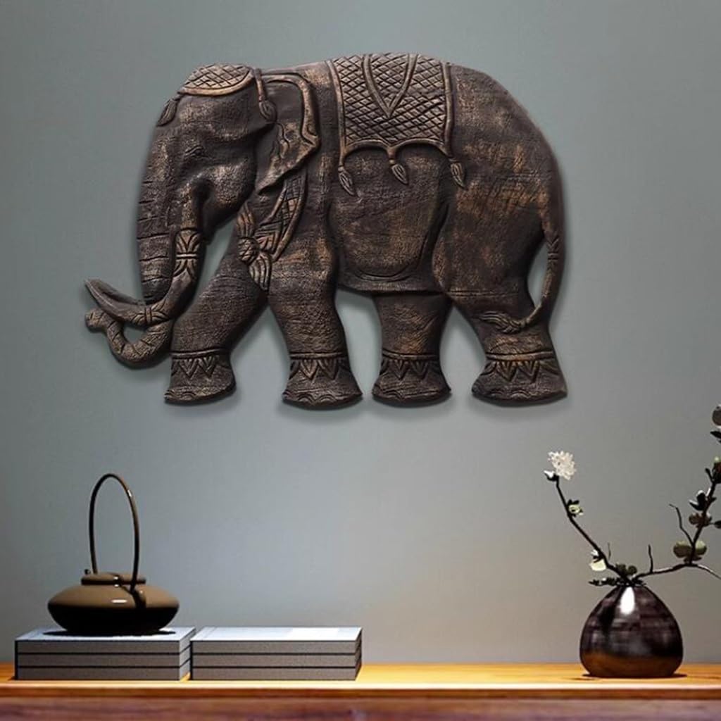 Guru-Shop Ganchos De Pared Elefante Langer Hechas De Madera, 15x60x5 Cm