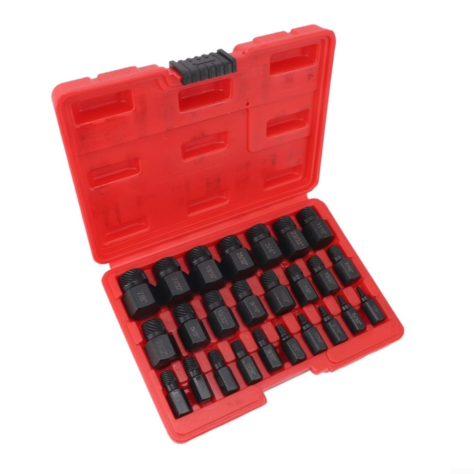Set di estrattori per viti, set di estrattori per bulloni, rimozione viti danneggiate, design multi-scanalato, in acciaio ad alto tenore di carbonio, kit da 25 pezzi per perni rotti, dadi, rimozione