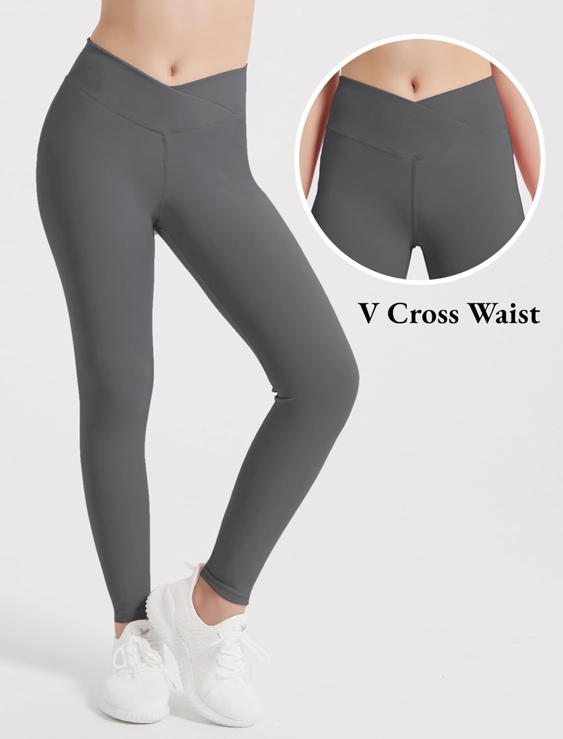 EXARUS 4 Pack Girls Leggings Teen Yoga Pants Crossover V Waist Ankle/Full Length High Waisted for Sports Tween Casual - Image 5