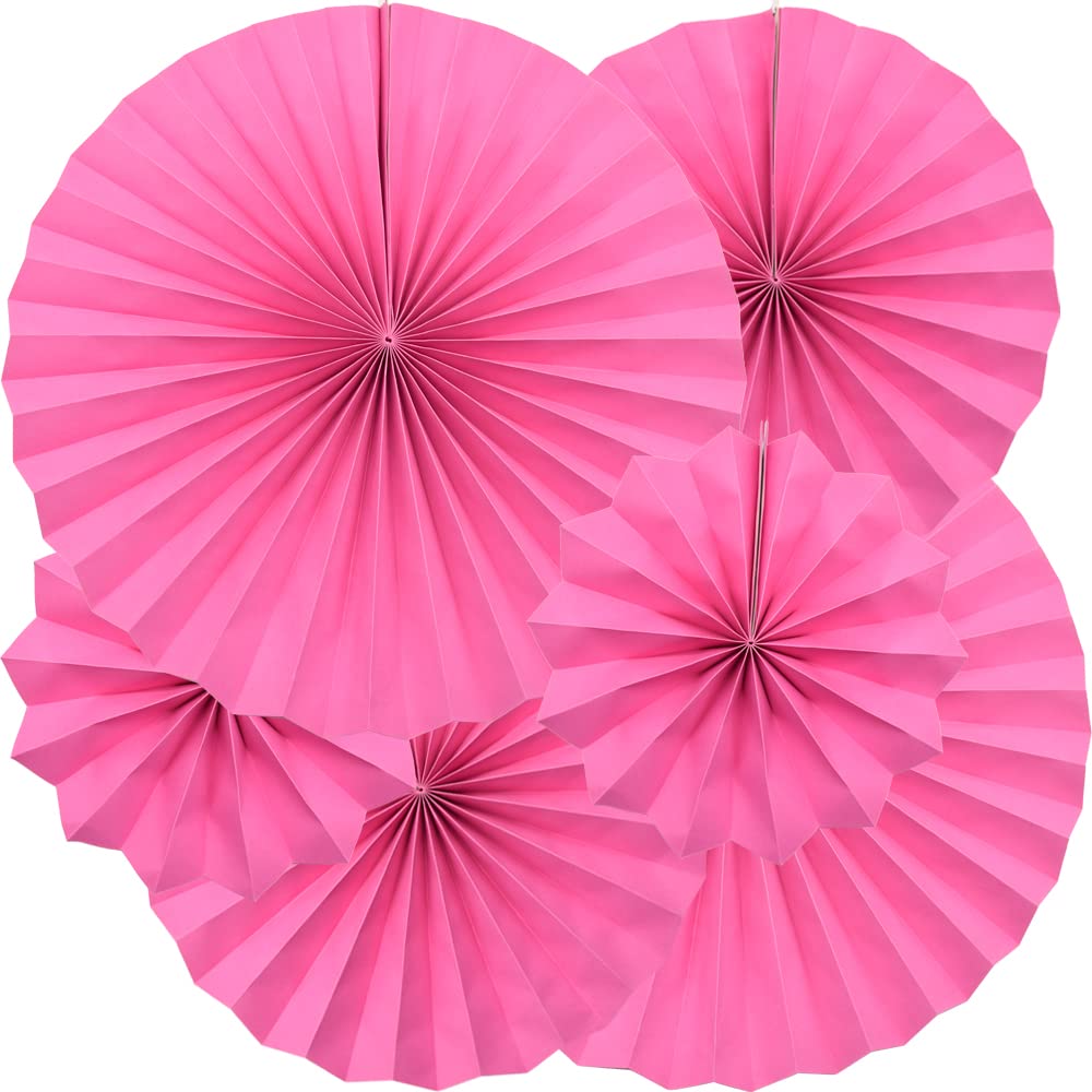 Yosawo Rose 6Pcs Paper Fan Flowers Hanging Paper Fans Decoration For Birthday Wedding Christmas Graduation Theme Party （Rose）