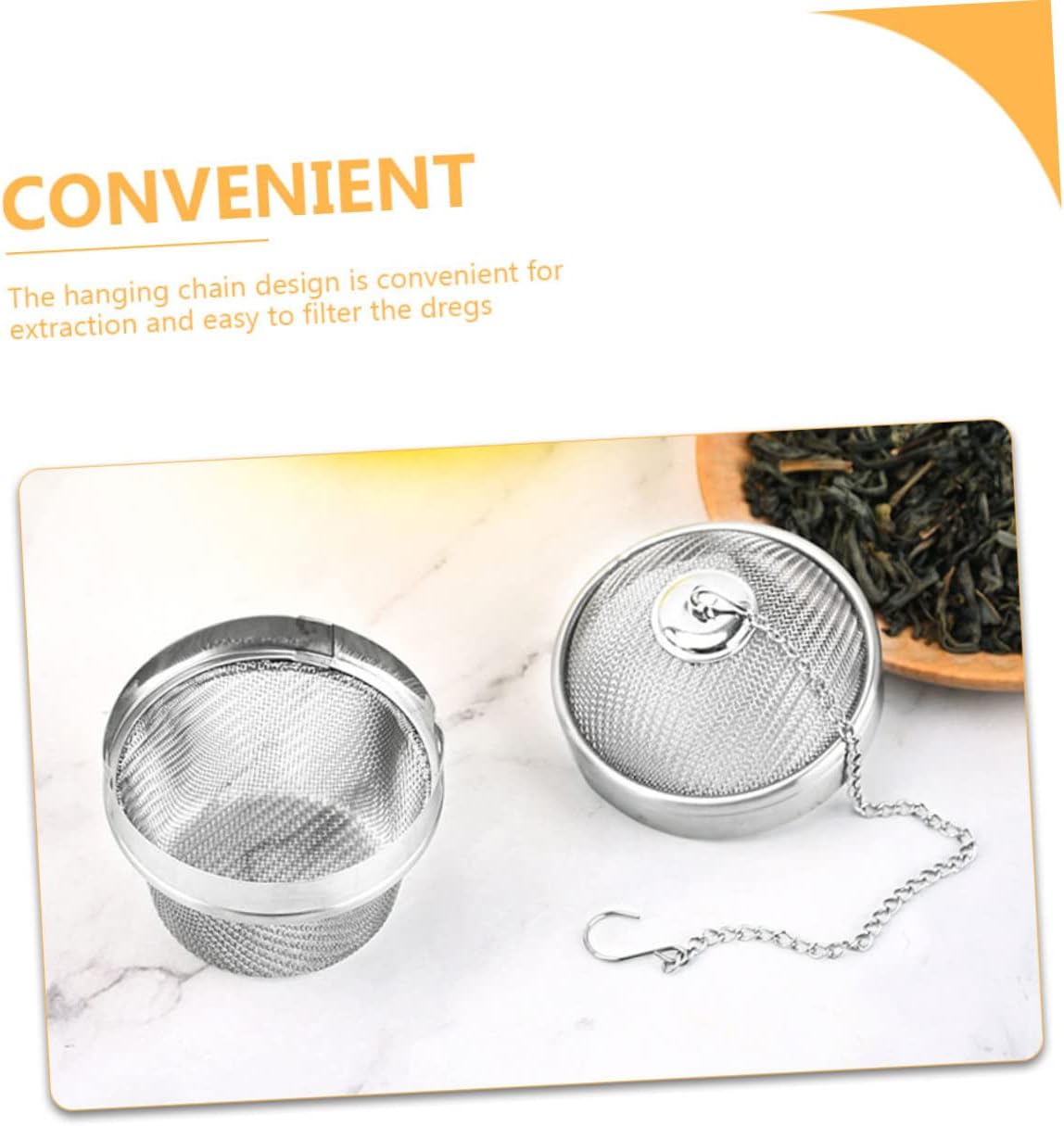Tea Infuser Hanging Chain Filter Balls 2pcs Stainless Steel