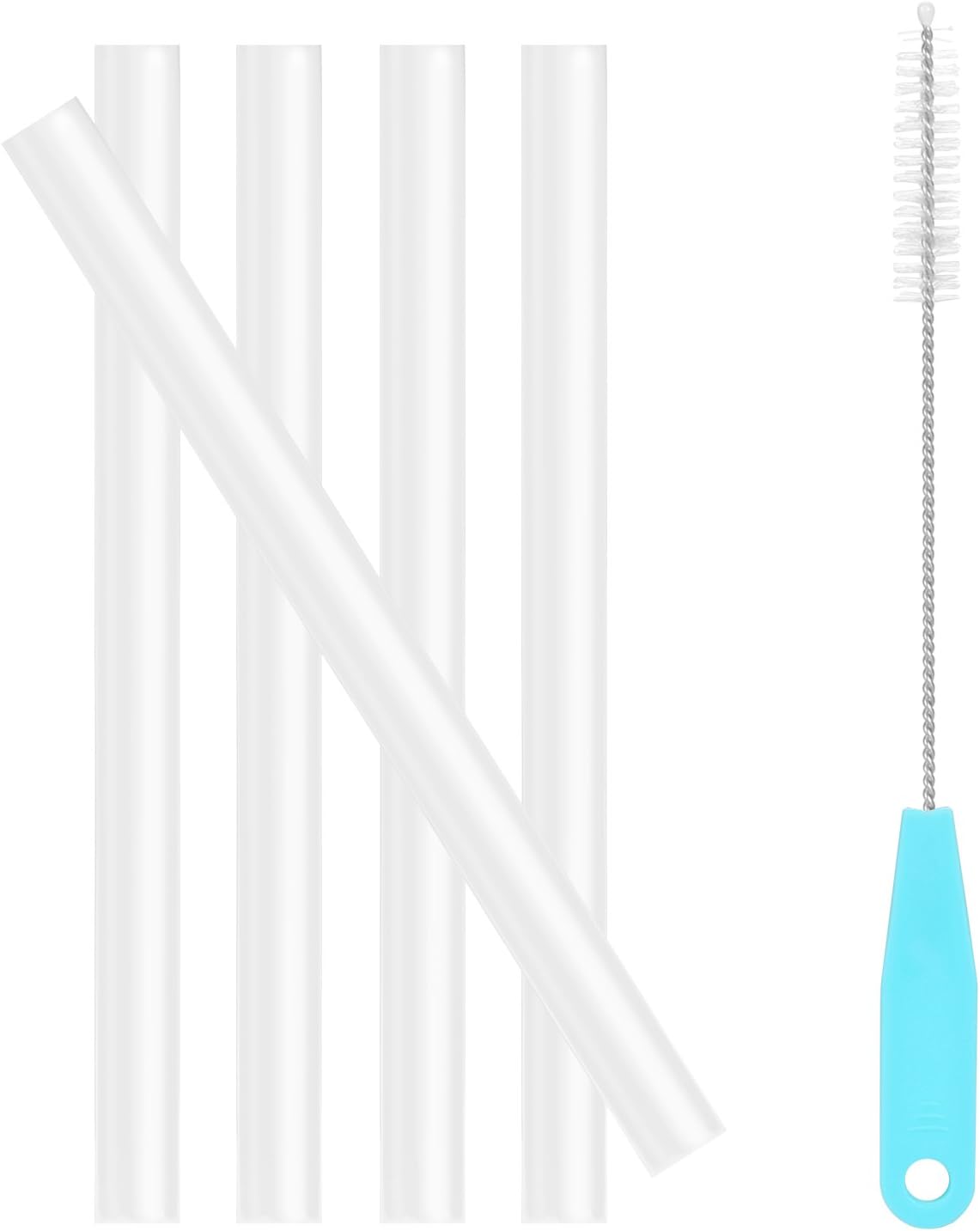 CampTek Replacement Straws for Thermos Funtainer 12 Ounce Bottle,5 Pack Clear Straws+1 Cleaning Brush
