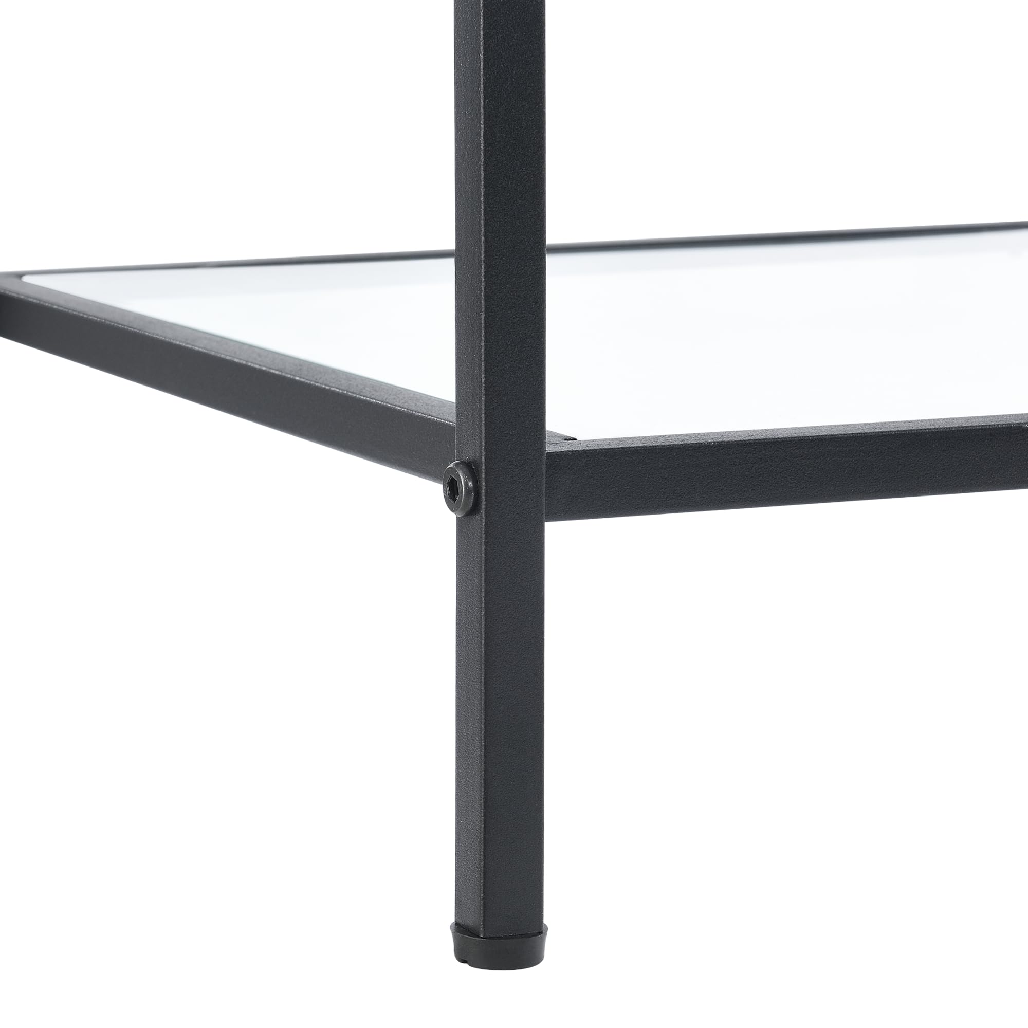 [en.casa] Tavolino da Divano (AxLaxP): 55 x 45 x 45 cm Tavolino Basso da Salotto/Soggiorno/Camera da Letto - Ripiani di Vetro Temperato e Telaio Nero in Acciaio