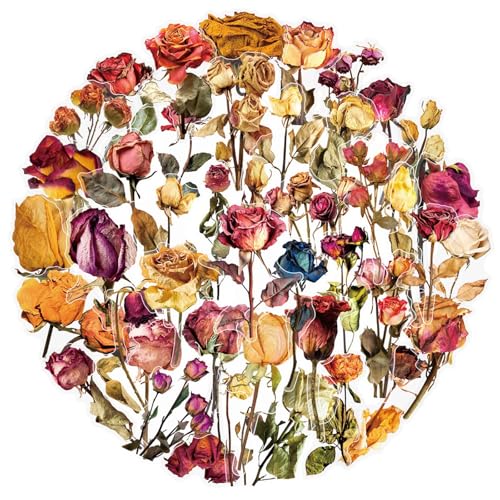 Image of Transparent Flora Scrapbook Stickers Aesthetic Flowers Stickers(ROS) | Transparent & Waterproof Sticker for Scrapbook Journal Water Bottle Kindle, DIY Crafts, Party Supplies