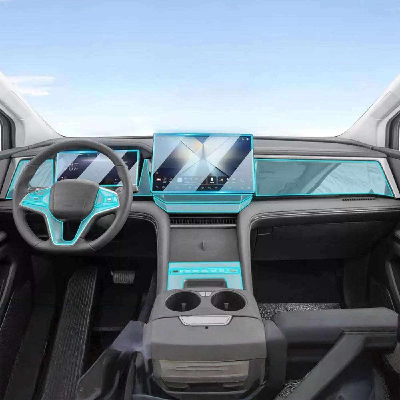 Car Interior TPU Film Center Console Media, for BYD M9 XIA 2025 Auto Dashboard Navigation Sticker Protector Sticker