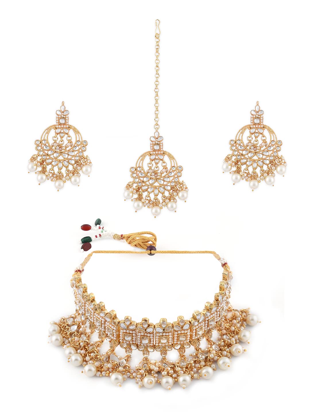 ZAVERI PEARLS Gold Tone Wedding Collection Kundan & Pearls Choker Necklace Earring & Maangtikka Set For Women-ZPFK10146 (B08Z787D37) Amazon Price History, Amazon Price Tracker