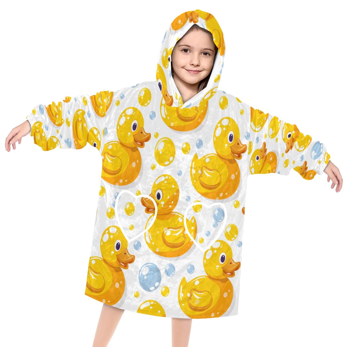 Wearable Blanket Hoodie for Kids, Diving Duck Fleece Sweatshirt Blanket Oversized Blanket Sweatshirt with Pocket Flannel Warm Hooded Blanket 6-10 Year Old Girl Boy Gift, One Size