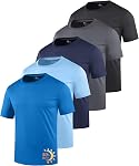 ZITY T-shirt classique ... UPF 50+ Protection contre le soleil 5 Paquet hommes Rash Guard manches courtes Moisture Chemises à dos d'athlète pour homme
