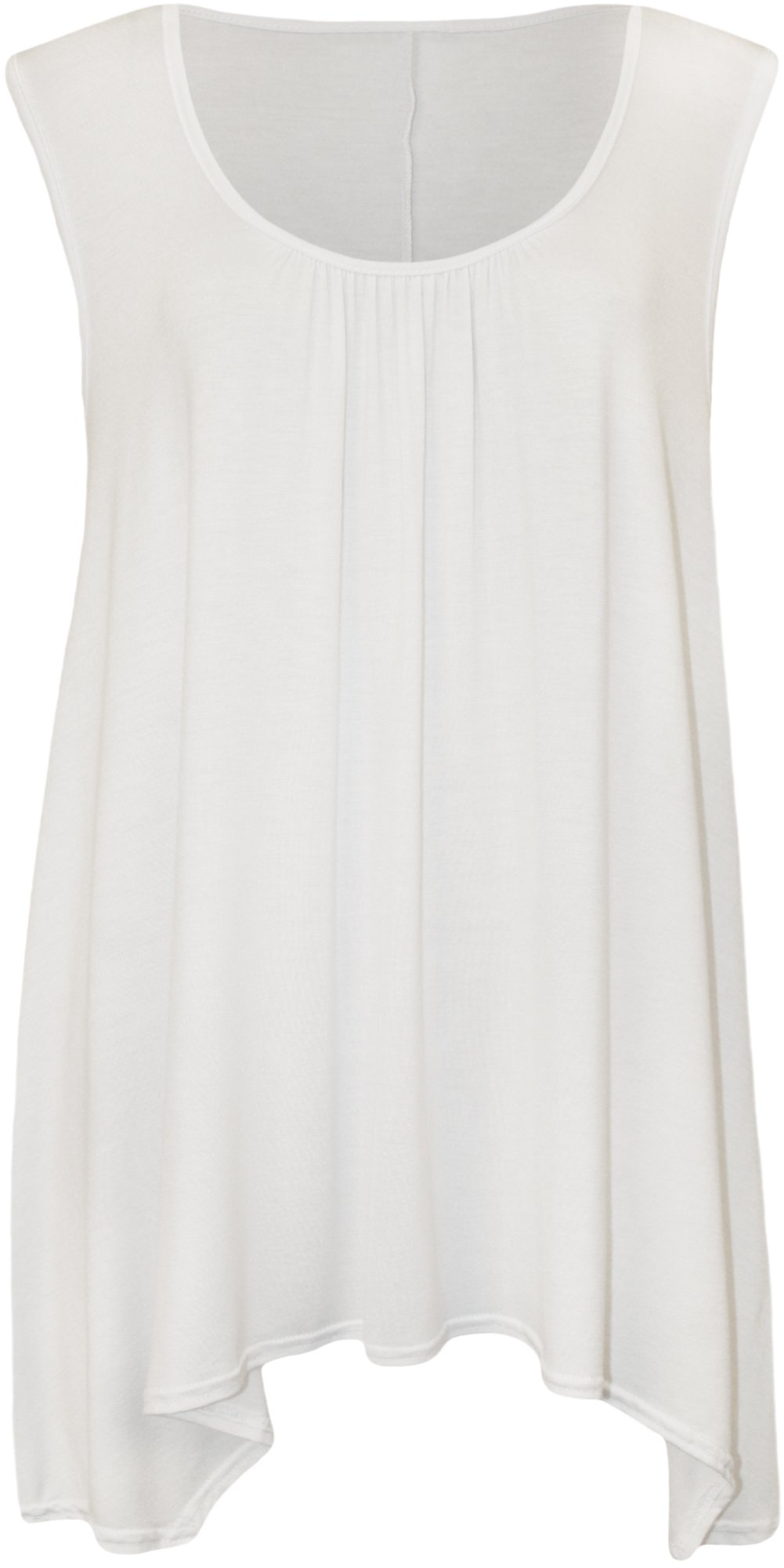 WearAllWomens Plus Size Hanky Hem Ladies Long Sleeveless Scoop Neck Vest Top - 8-26