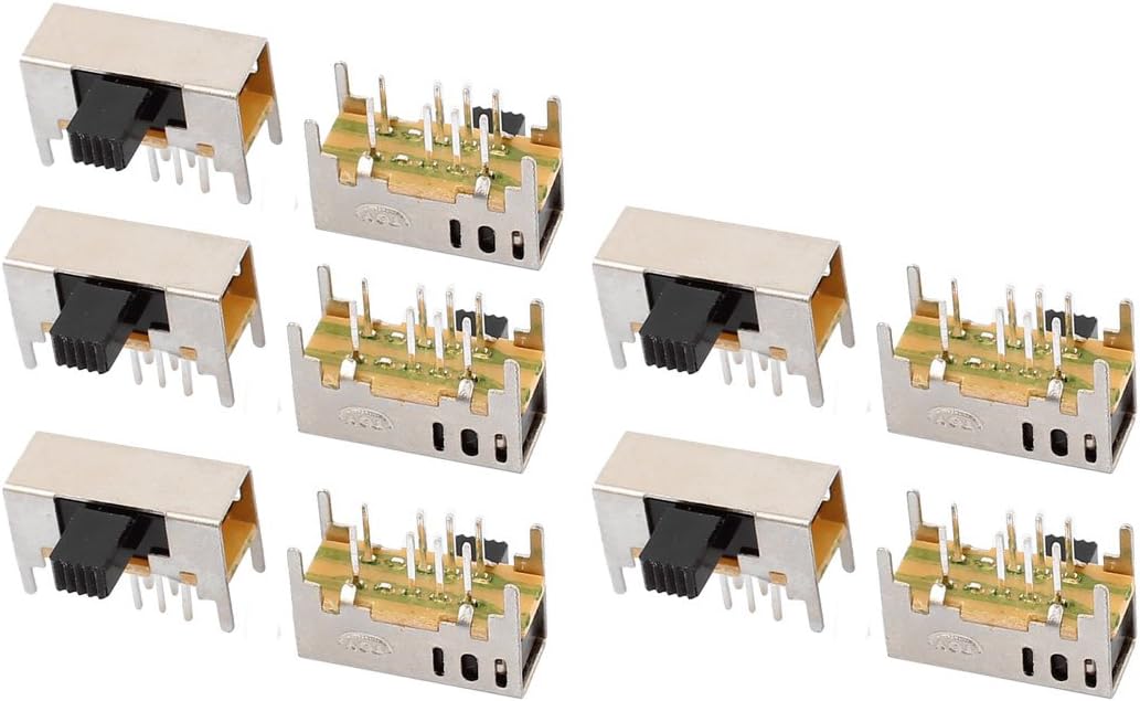 uxcell 10Pcs 3 Position 8P 2P3T Panel Mount Micro Slide Switch Latching Switch