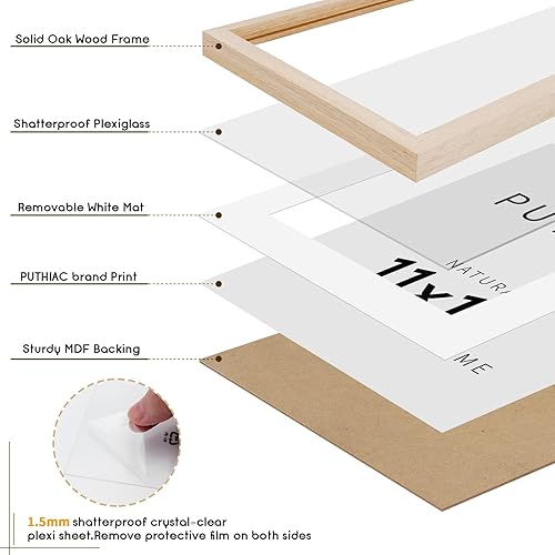 Miniatura 2 de puthiac Marco de madera de roble de 11 x 17 pulgadas, marco minimalista para póster de 11 x 17 pulgadas, marco de madera maciza natural para fotos e