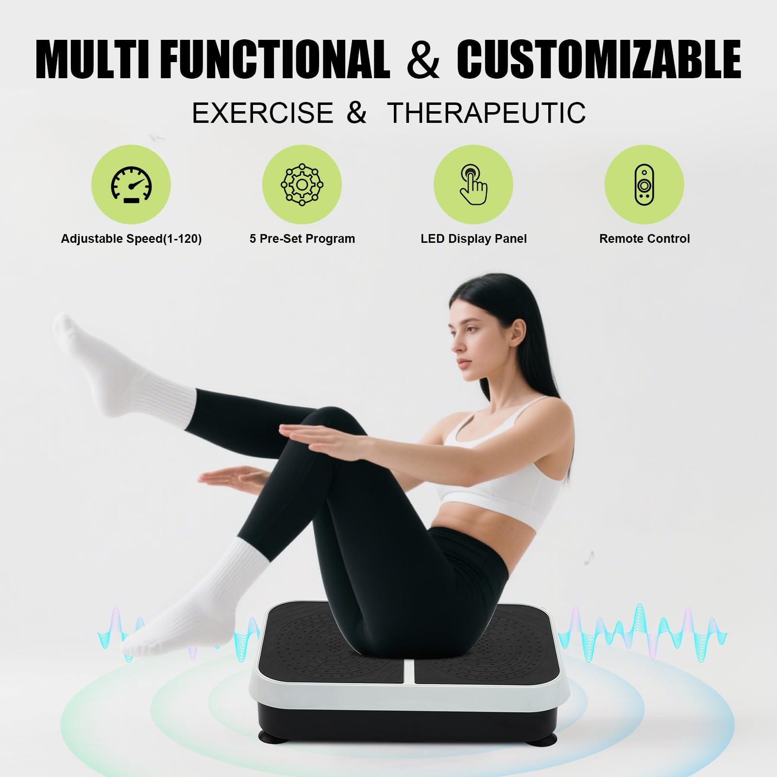 Máquina De Ejercicios Con Plataforma Vibratoria , Vibrador Corporal Para Drenaje Linfático Y Pérdida De Peso, Equipo De Fitness Para Gimnasio En Casa Con 2 Bandas De Resistencia, Plataforma Vibratoria Para